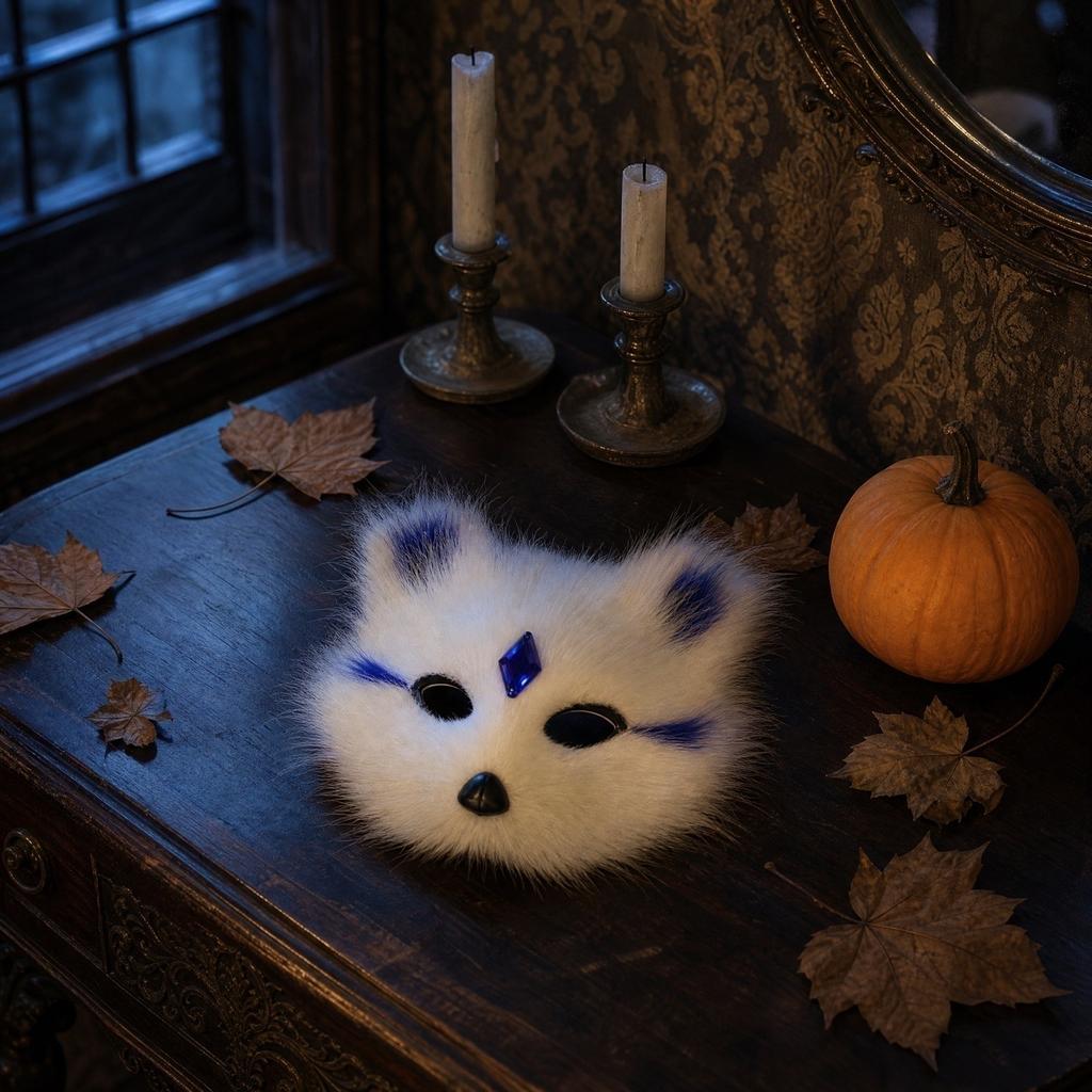 Plüsch-Halbmaske mit Juwelen für Halloween-Maskenball-Kostüm