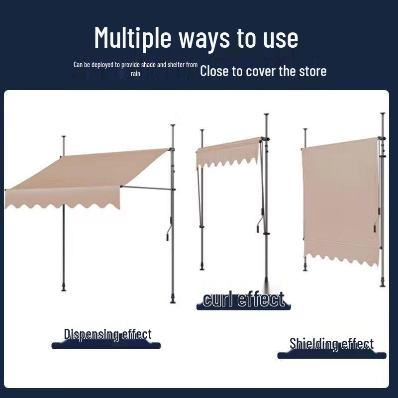 Greenseek Punch-Free Hand-Crank Folding Shop Awning