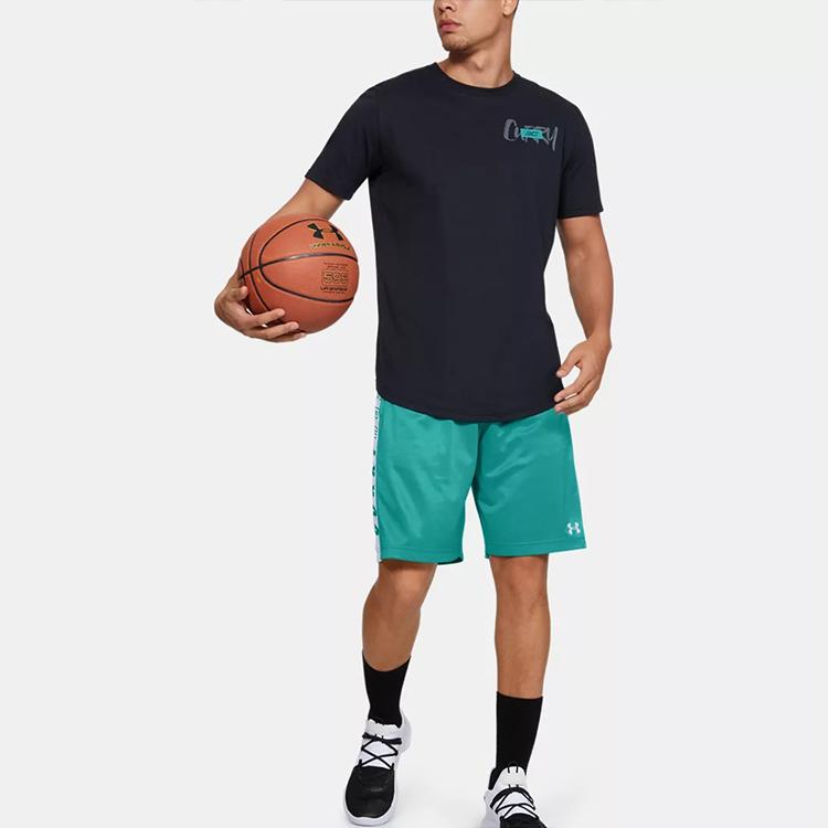 Under Armour Wordmark Basketball Shorts Men's Green Moderate Straight Fit Pants 1350993-454