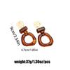 Maillard Coffee Geometric Patchwork Earrings: Light Luxury Round Hammered Texture Studs