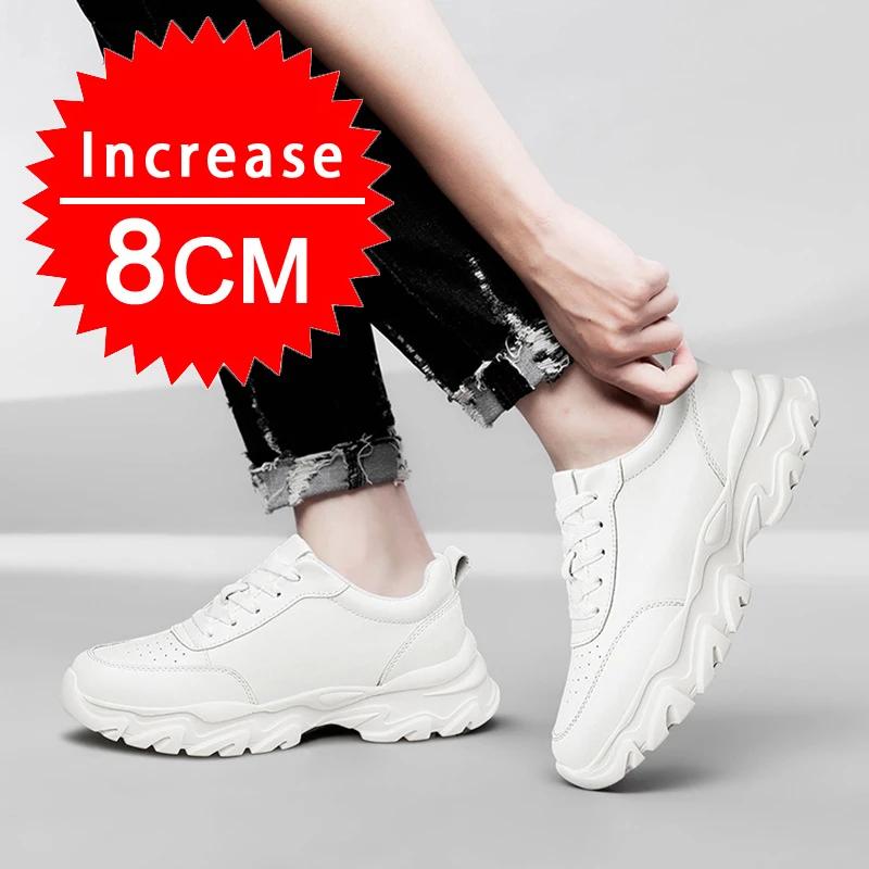 Fashion Man Light Comfortable Elevator Sports Shoes 6cm Height Increasing Sneakers Genuine Cowhide Hidden Heels Lift Casual Shoes for un