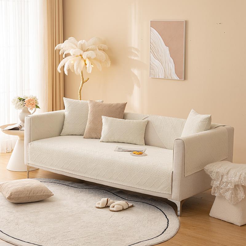 Plush Sofa Cushion Winter New Thickened Milk Fleece Non-Slip Seat Cushion Modern Simple High-End Sofa Cover Cover Towel