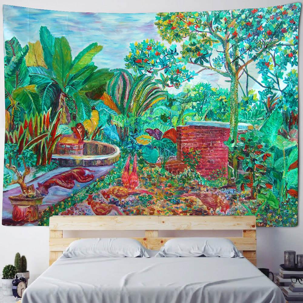 Tropical Plant Tapestry Cactus Wall Hanging Painting Nordic Style Bedroom Fabric Background Decoration Home Sofa Mat Bed Sheet