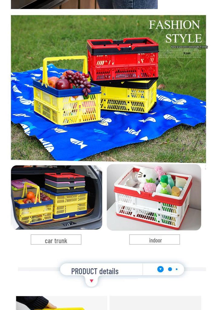 Foldable Plastic Shopping Basket for Vegetables - Thick, Large Capacity for Storage and Picnics