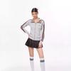 Damen Übergroßer Kapuzen-Reißverschluss-Pullover Karomuster Schmale Passform Streetwear Leichte Freizeitjacke