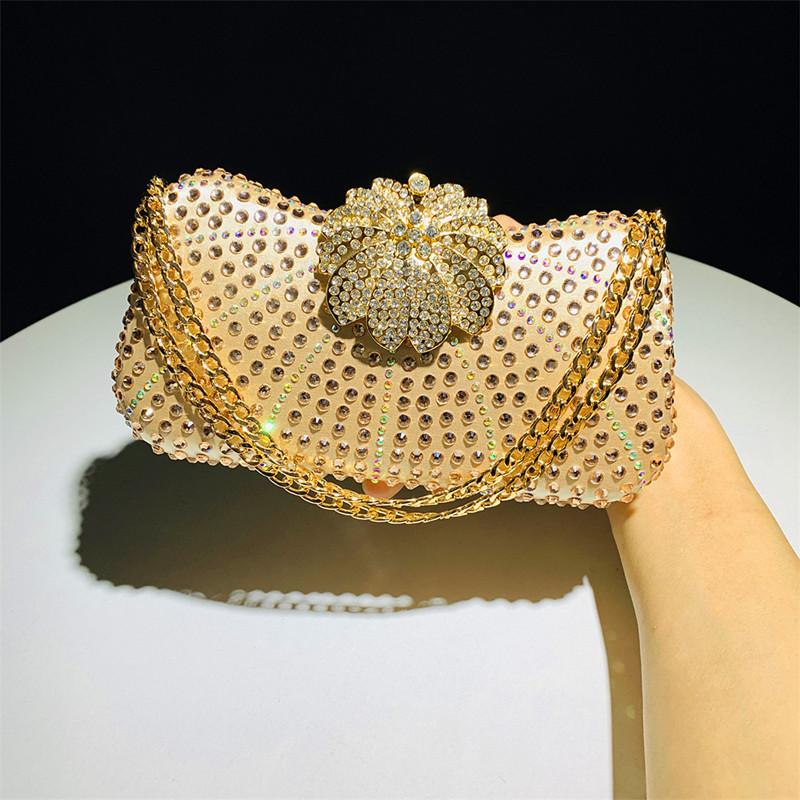 3D Flower Evening Dinner Clutch Bag Women's Party Ball Wedding Diamond Elegant Handbag Lady Banquet Dress Shoulder Crossbody Bag