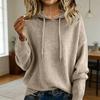 Yousheng Women Sweater Hooded Adjustable Drawstring Long Sleeve Knitting Tops Loose Fit Solid Color Pullover Tops Knitwear Daily Wear
