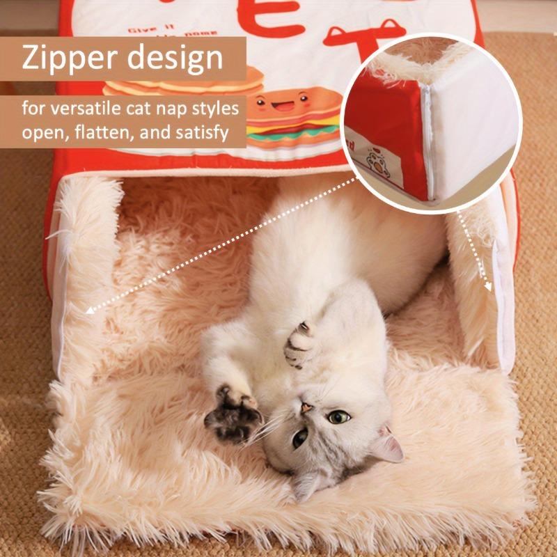 Cozy Snack Box-Style Cat Bed - All-Season Polyester Pet Nest for Cats, Non-Assemblable