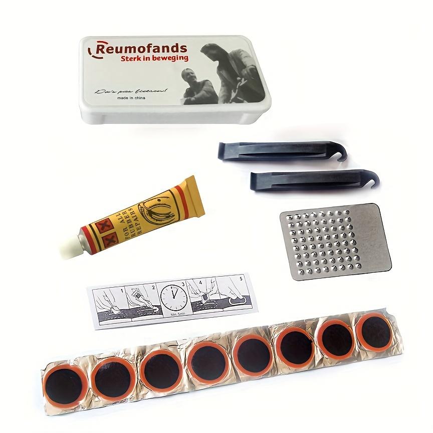 

Комплект для ремонта велосипедных шин — универсальный набор резиновых клеевых стержней для горного велосипеда — незаменимый аксессуар для шоссейных велосипедистов и велосипедистов по бездорожью. Set белый