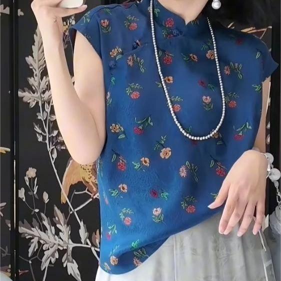 

2025 summer butterfly shirt top fashionable and versatile temperament stand-up collar summer M [Recommended below 50kg]