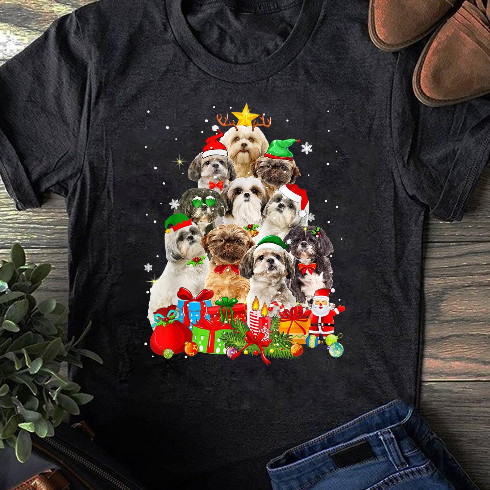 Funny Shih Tzu Christmas Tree Lights Puppy Dog Lover T-Shirt - Gift for Dog Lovers - Funny Dog - Shih Tzu Lovers - Mother s Day M