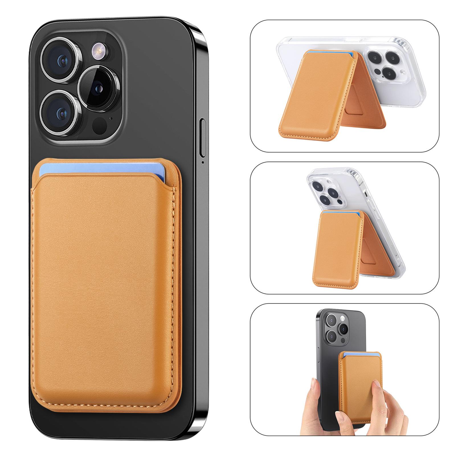 2025 Ultrathin Minimalism PU Leather Phone Case with Easy Push Magsafe Magnetic Card Holder Wallet OEM Wholesale оранжевый
