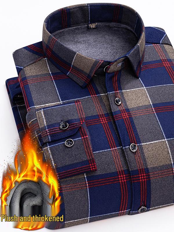 Men's Winter Warm Double-Sided Velvet Long-Sleeve Shirt