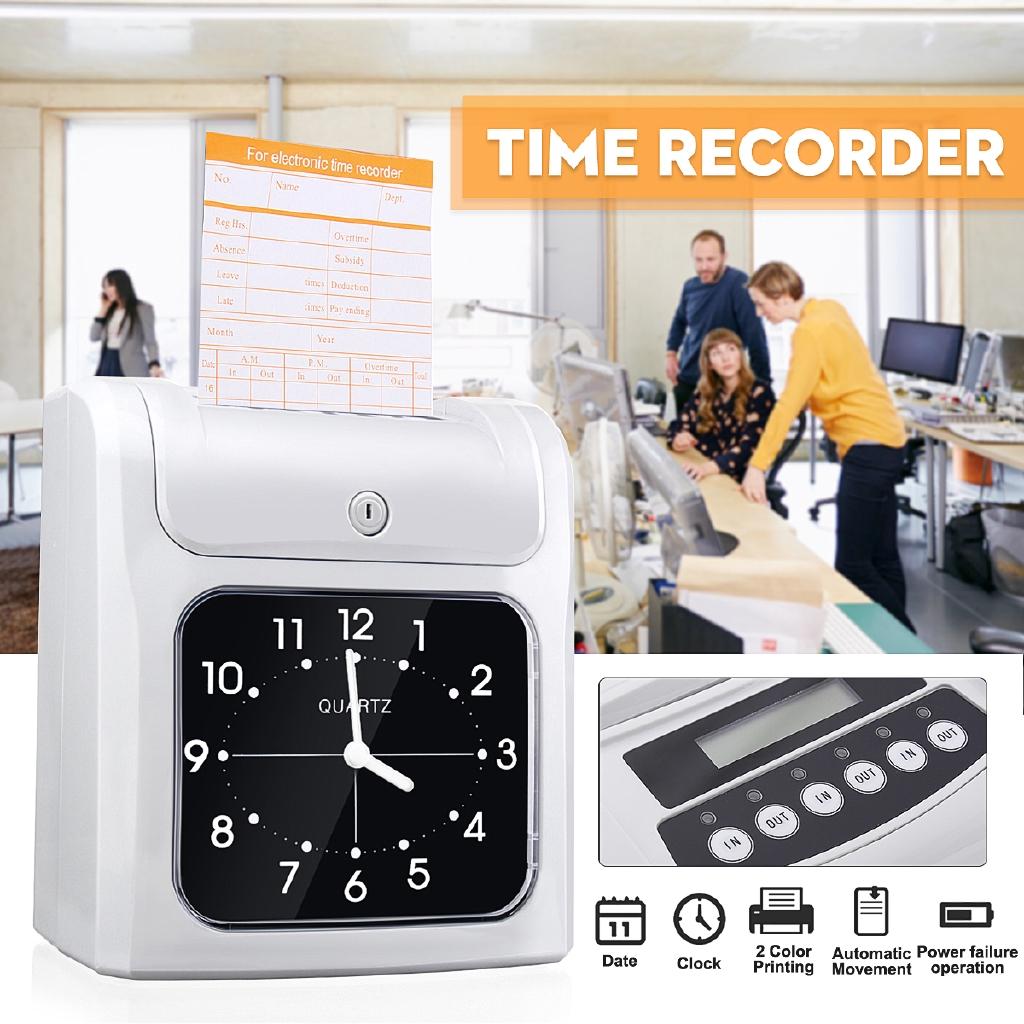 Two Color Printing Time Clock Recorder Electronic Employee Time Recording System Time Card Machine Time Recorder