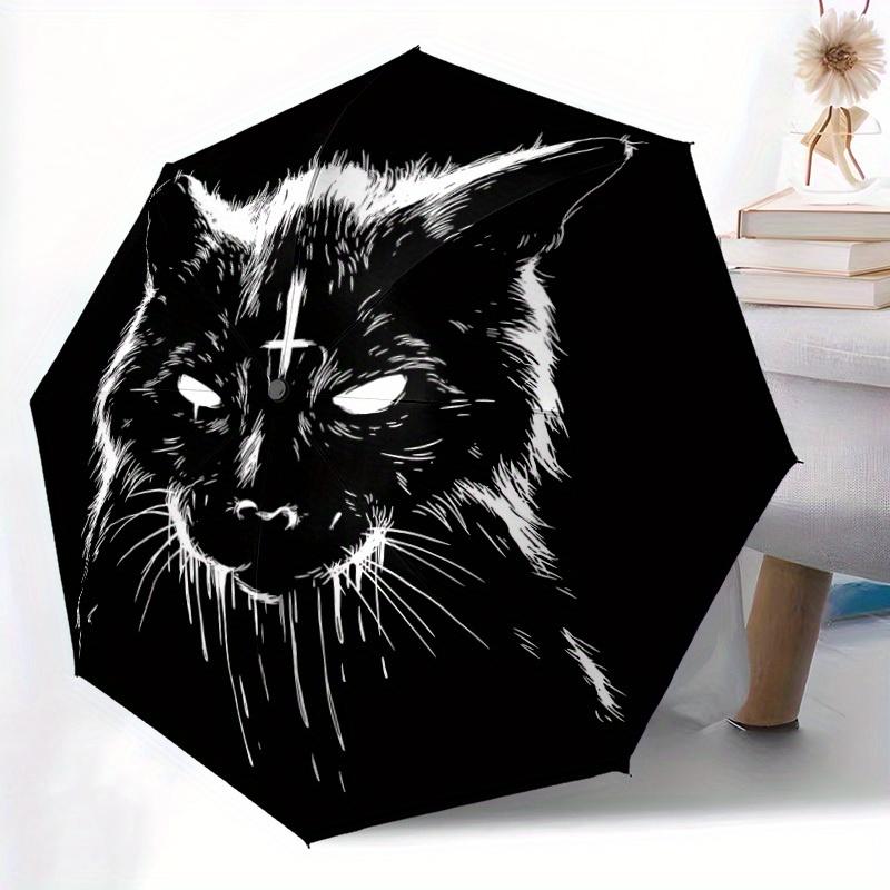 1 Stück Katzen-Kreuz-Automatikschirm, Hochwertiges Schirmdach, Tragbarer Faltregenschirm mit, Ideales Geschenk für - Reisen, Alltag, Formelle Anlässe, Stilvolles Accessoire