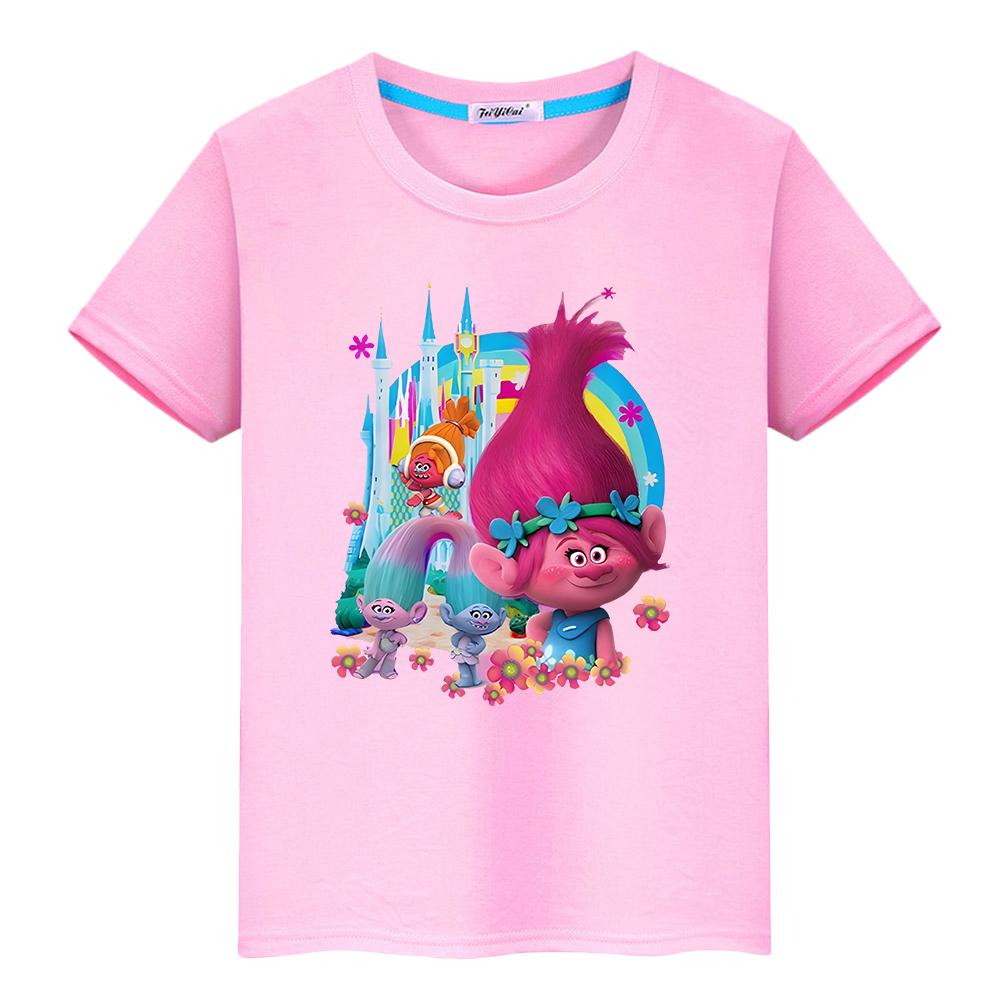Fantasia Balloon Trolls T-Shirt für Kinder Jungen 10 Jahre Kawaii Oberteile y2k Einteiler Trolls 100% Baumwolle Kurzarm Anime T-Shirts Mädchen Kleidung