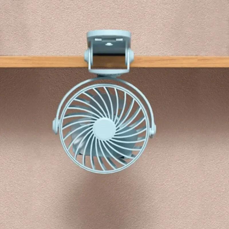 Rechargeable Fan 720° Rotating Hanging Clip Fan with Nightlight for Easy Portability Office Bedroom Dormitory Outdoor Small Fan