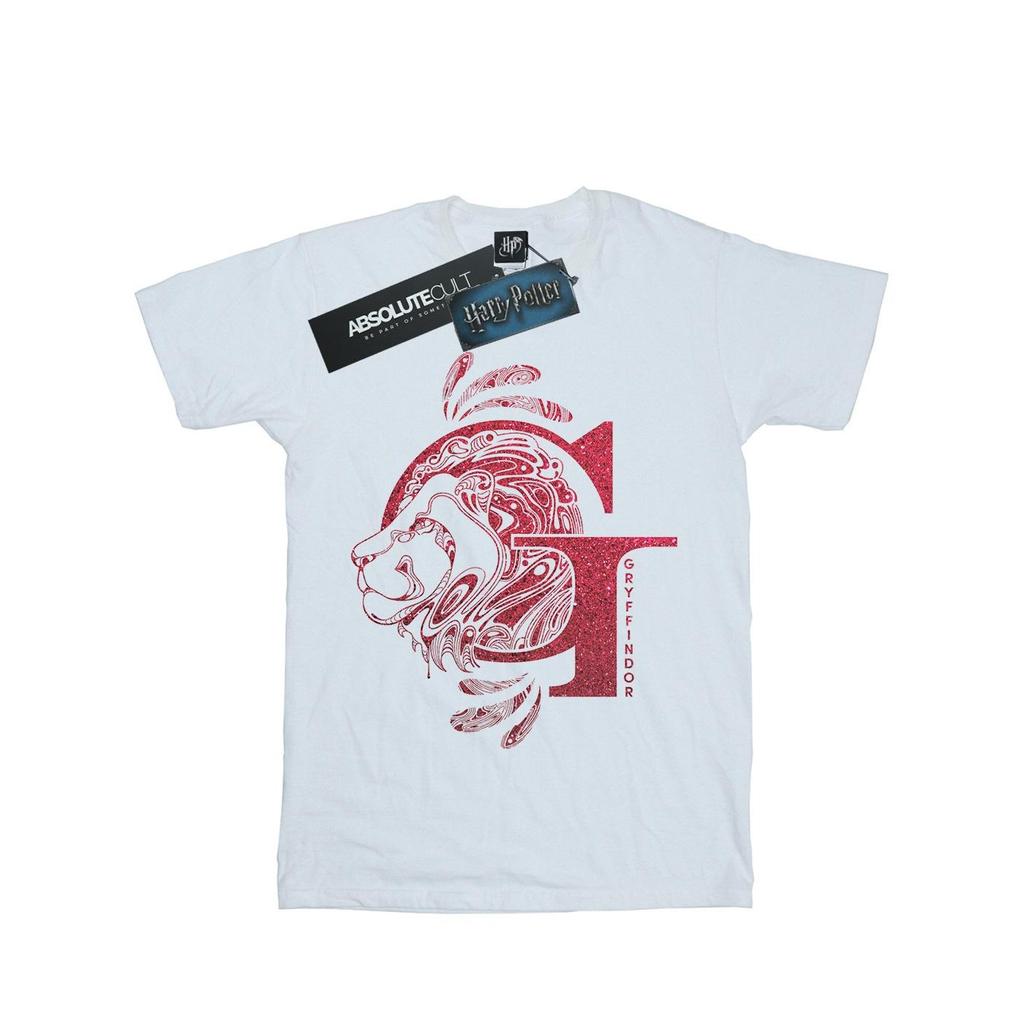 Harry Potter Womens/Ladies Gryffindor Glitter Cotton Boyfriend T-Shirt