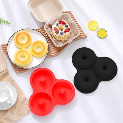 Air Fryer Silicone Donut Pan Mold Heat Resistant Silicone Tray Non-stick 3-hole Silicone Tray For Cake Cookie Snack Cooking