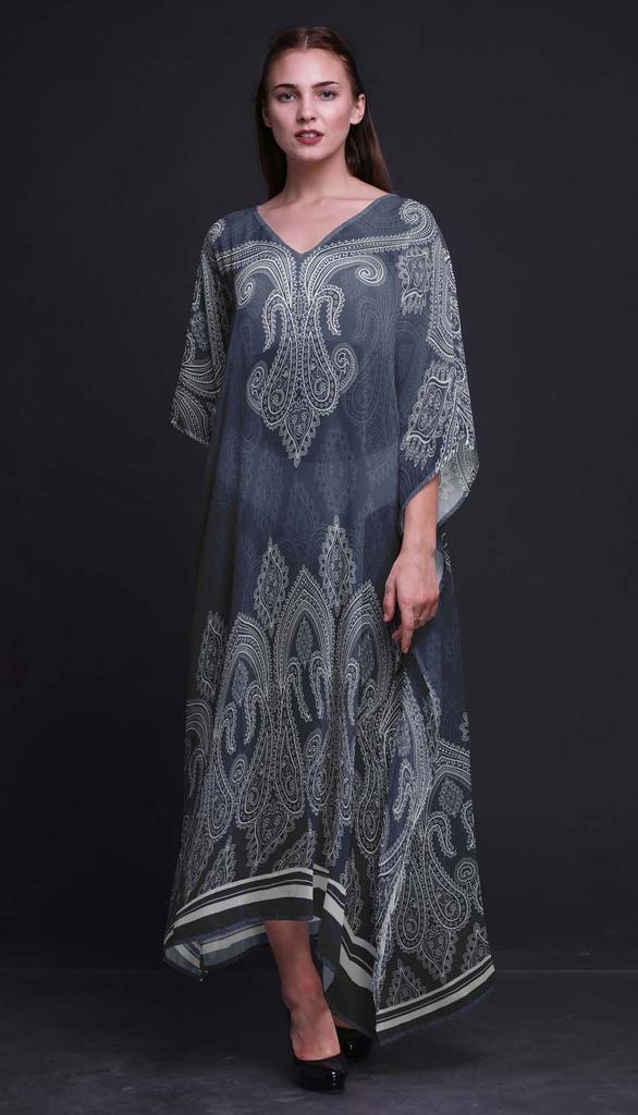 Phagun Floral & Paisley Ladies Plus Size Kaftan Summer Wear Beach Coverup Kimono