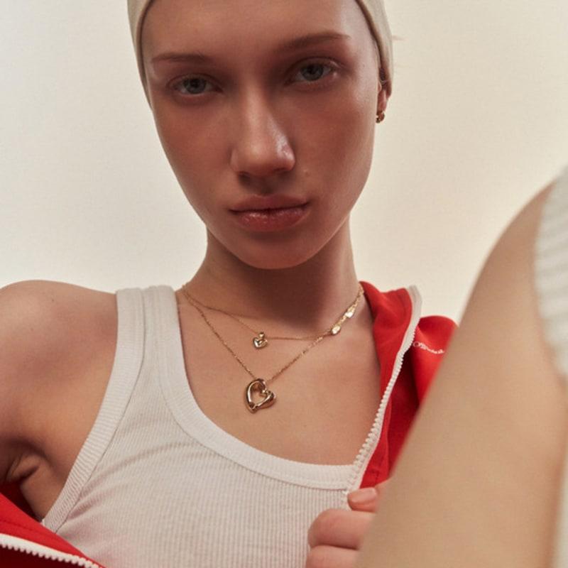 

Vingt six Avril 3-n1 classic heart necklace_peal,whiteQ,garnetQ White gold + garnet cubic zirconia