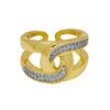 Stripe X-Shaped Open Ring Women'S Copper Gold-Plated Zirconium Two-Color Ring