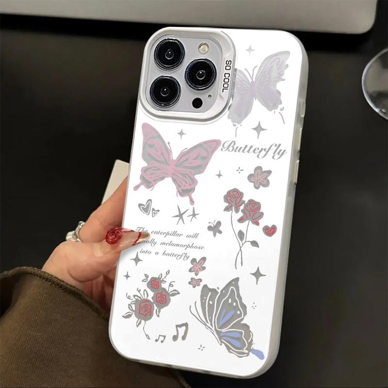 Applicable to Apple 11promax mobile phone case, new iphone11 advanced sense 11pro white background flower butterfly 11/in