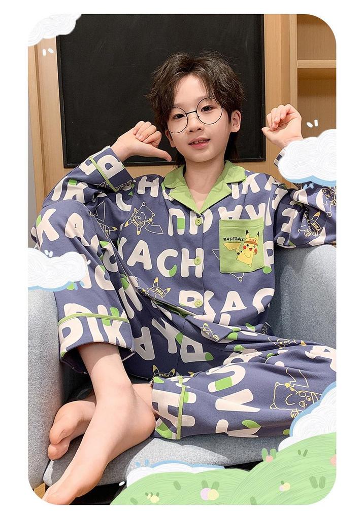 2026 New Cotton Cartoon Pajamas for Boys & Girls - Autumn Long Sleeve Set for Kids
