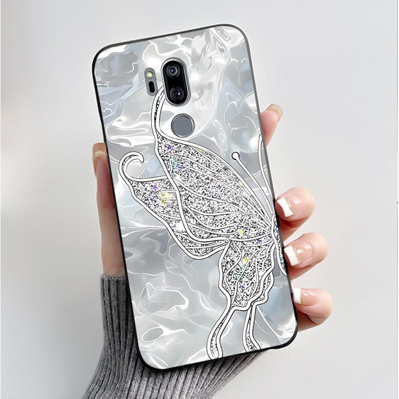 Druckmuster Hülle Für LG G7 thinQ Capa Weiches Silikon Schwarze Hülle Für LG G7thinQ Abdeckung Niedliche Blume Cartoon Hülle Funda Coque