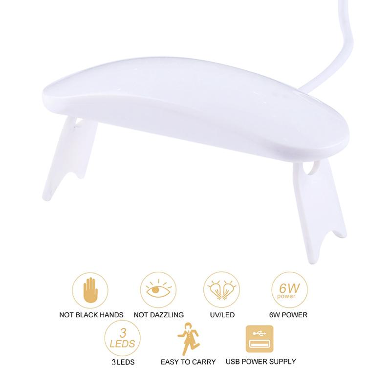 1 ks Přenosná lampa na sušení nehtů UV LED světlo na nehty pro vytvrzování všech gel laků, dobíjecí přes USB, rychleschnoucí, manikúrní stroj, nástroje pro nail art