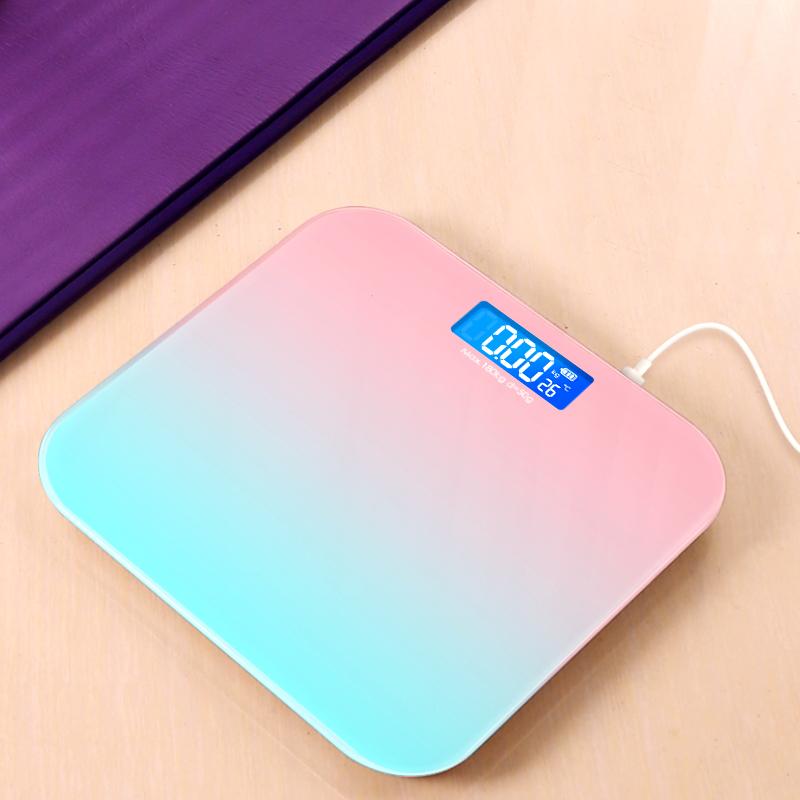 180kg Gradients Pink Color Bathroom Scales Floor Digital Scale Body Weight Glass Led Smart Scales Electronic Balance Body Scale