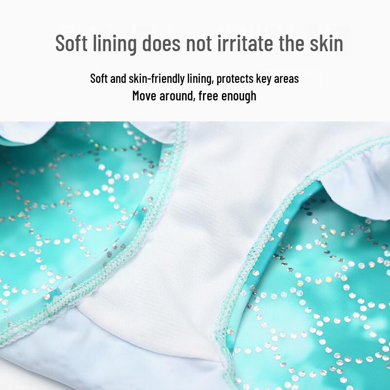 Cute Girl's Long-Sleeve Mermaid One-Piece Swimsuit