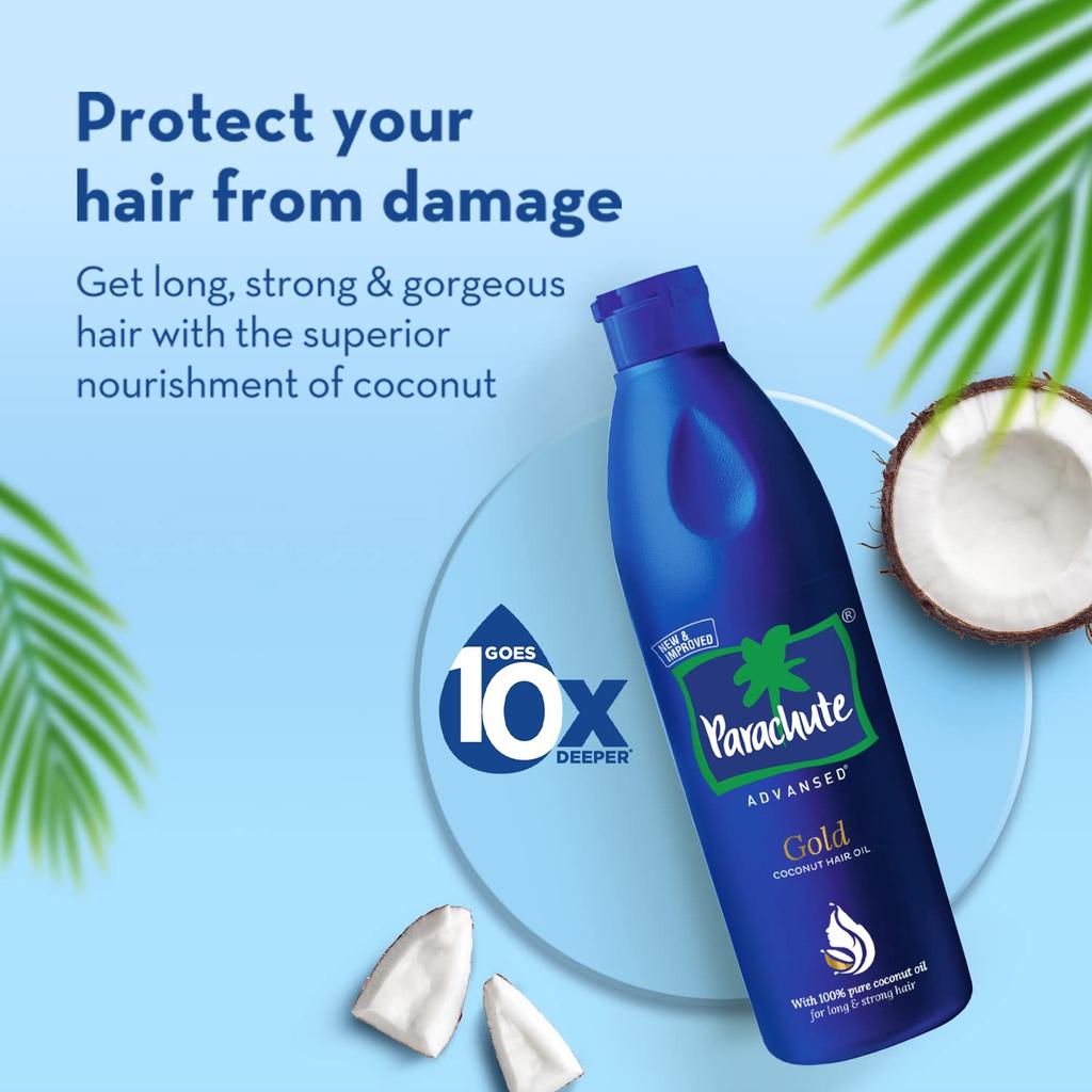 PARACHUTE Advansed Gold Coconut Hair Oil 400 Ml Coconut Hair Oil with Vitamin E Deep Nourishing Hair Care Oil
