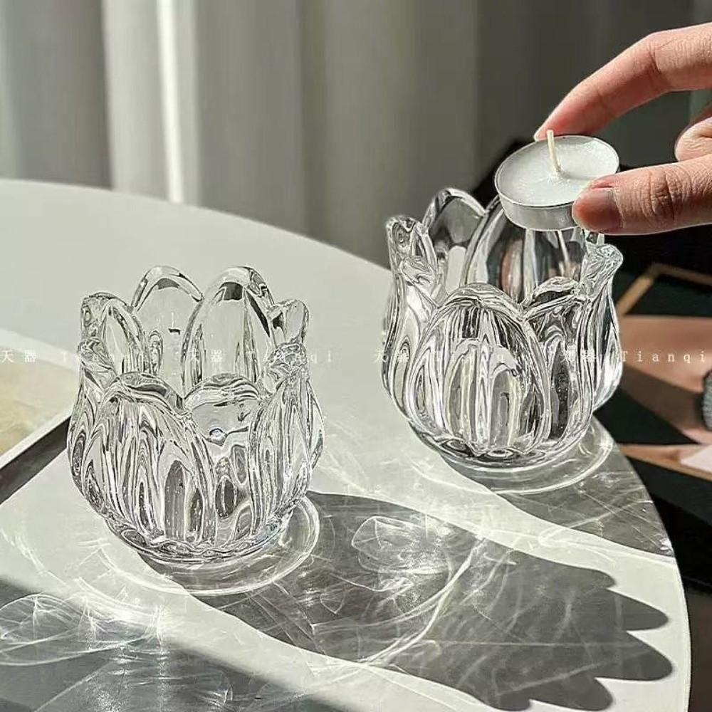 2PCS Vintage Tulip Shaped Candle Holder Romantic Candlestick Holder Candle Stand  Table Centerpiece