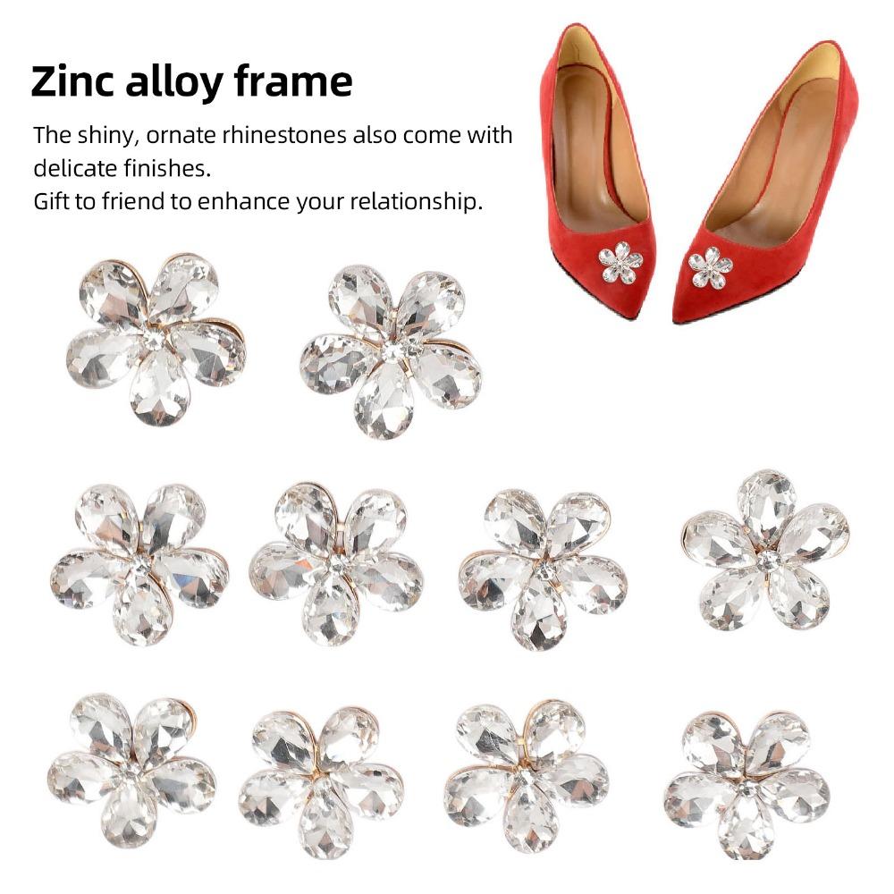 10pcs Zinc Alloy Flower Rhinestones Rhinestone Crystal Crystal Charms Flat Back Charms Beach Bag