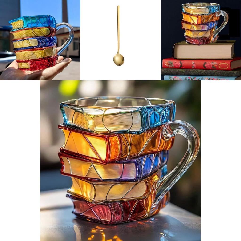 Painted Book Mug Hand Painted Resin Coffee Cup Artistic Decorative Mug For Home Office
