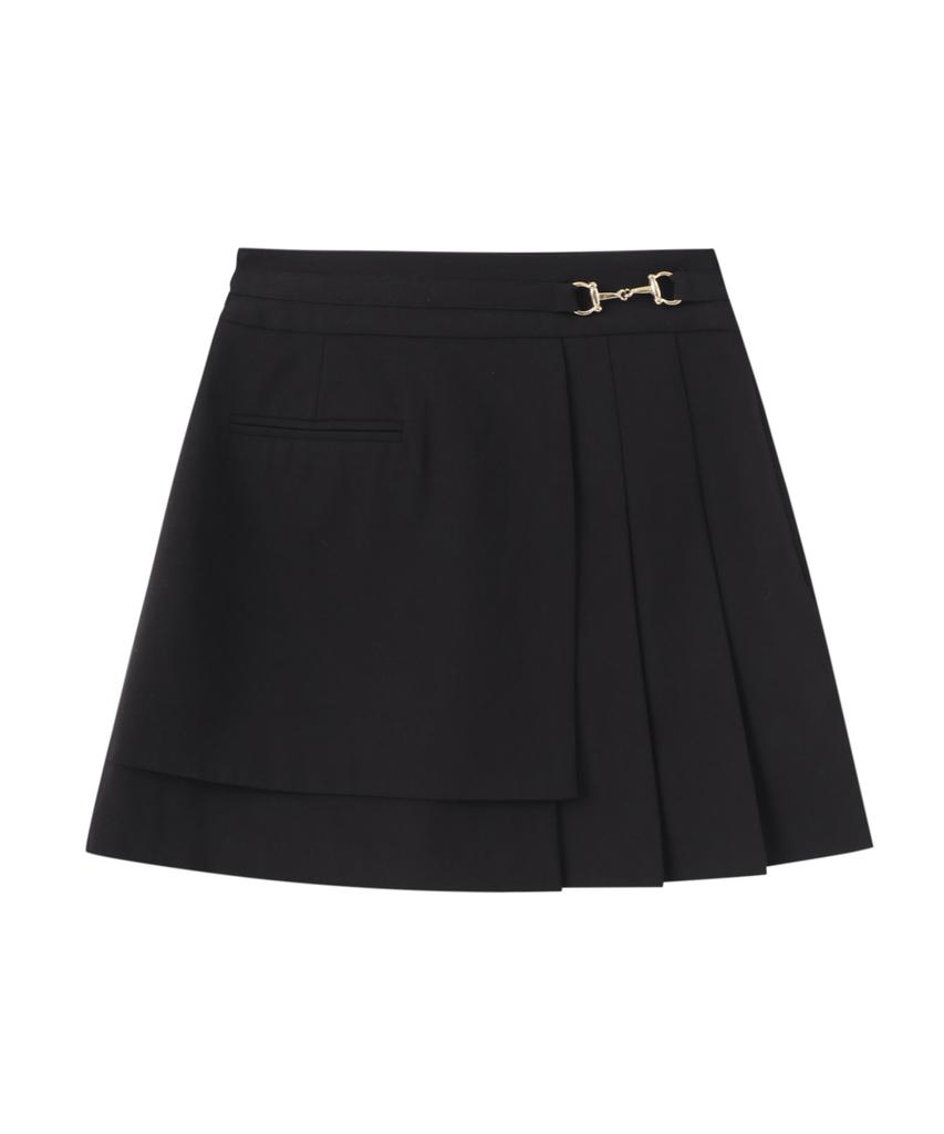 ETMON Pleats Chain Mini Skirt Black