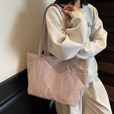 Große Kapazität Einfarbige Tragetasche Neue Lässige Leichte Nylon Umhängetasche Vielseitige Canvas Tasche Einfache Damen Handtasche