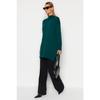 Pulover de tricotaje verde închis cu guler ridicat Tctaw24ak00007