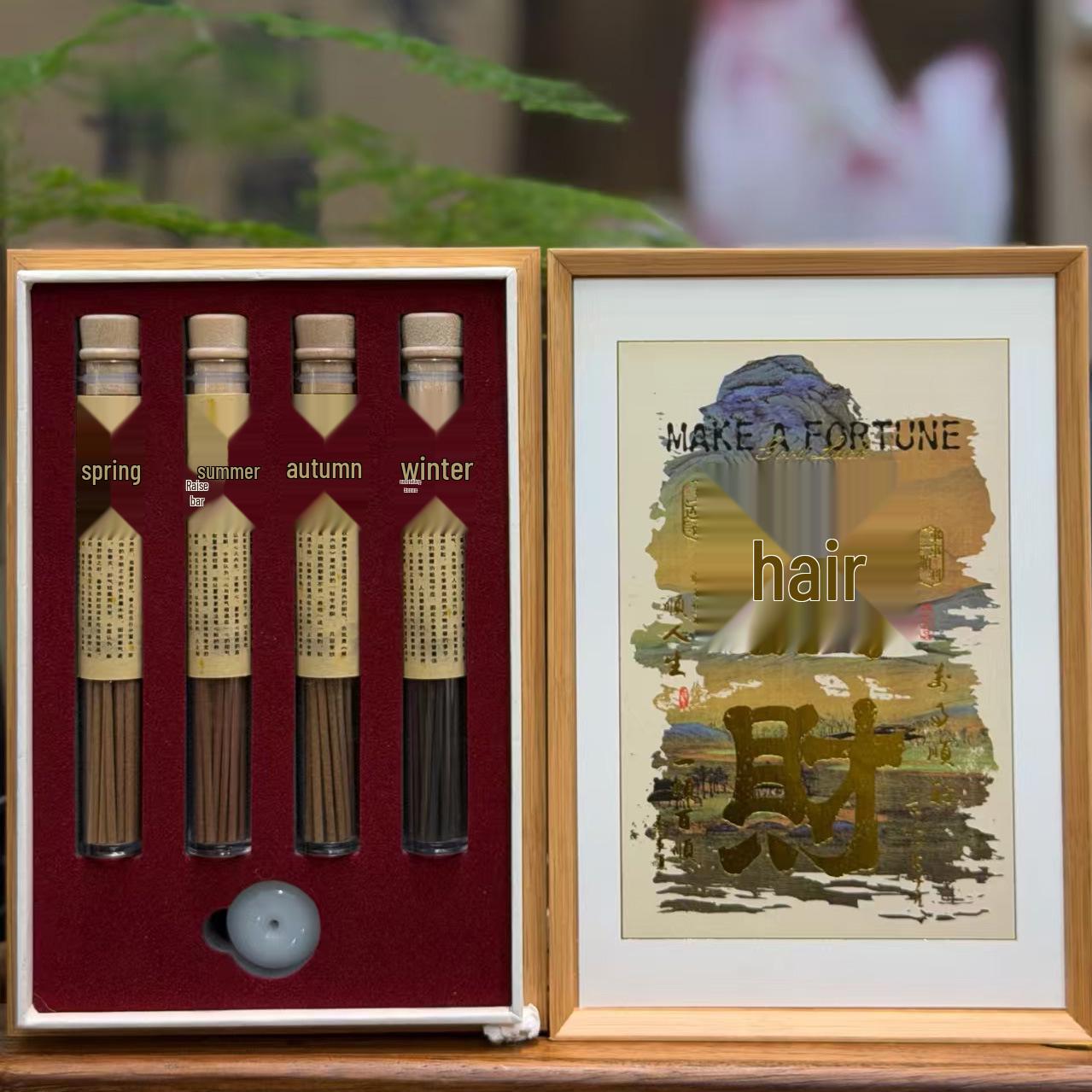 Natural Agarwood Incense Gift Box: Cultural & Creative Fortune Style, Four Flavors for Home & Tea Room Deodorizing.