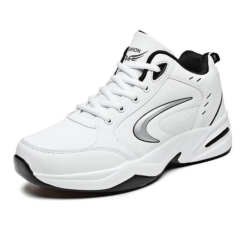 Pánské nepromokavé kožené černé sportovní boty – 2024 podzim/zima, protiskluzové, plus sametové, neformální tatínkové boty