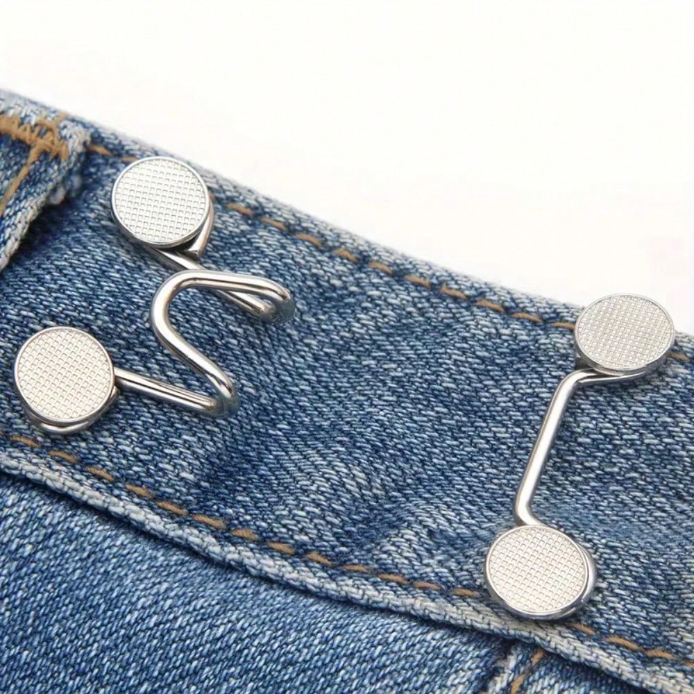 1 Sets Adjustable Jeans Buckle Seamless Pants Waist Clothes Button Nail Free Repeated Removal Artifact Invisible Waist