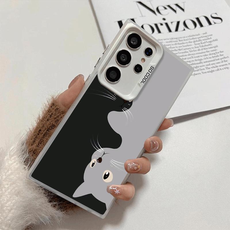 Black Cat Cartoon Cute Shockproof Phone Case for Samsung Galaxy S26 Edge S25 Ultra S24 FE S23 Plus S21 Cover Anti Fall Fundas