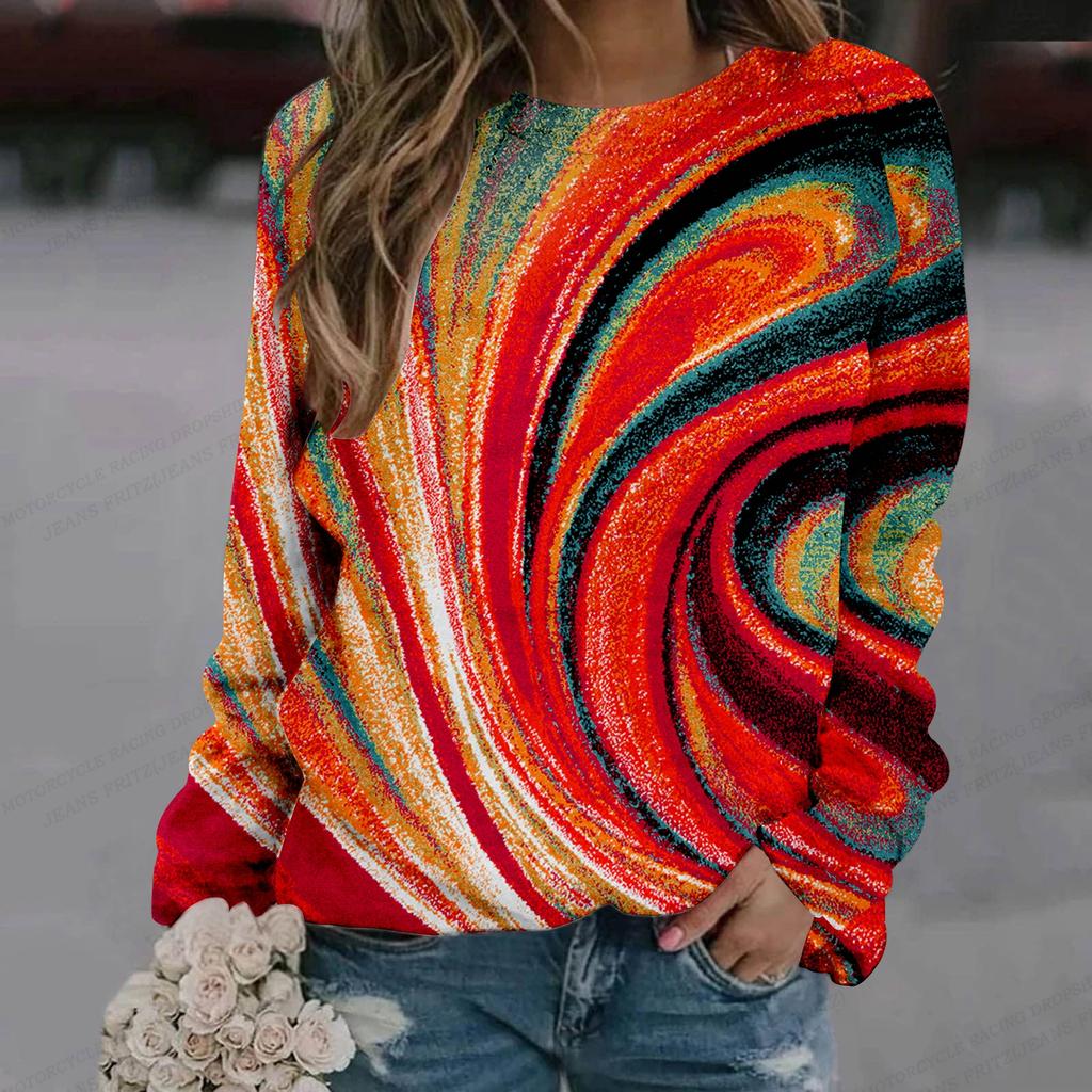 Mikina s olejomalbou Dámská módní mikina Mikina Y2k Mikina s kulatým výstřihem Oblečení Luxusní svetry Duhové mikiny Dívčí kabáty Jaro