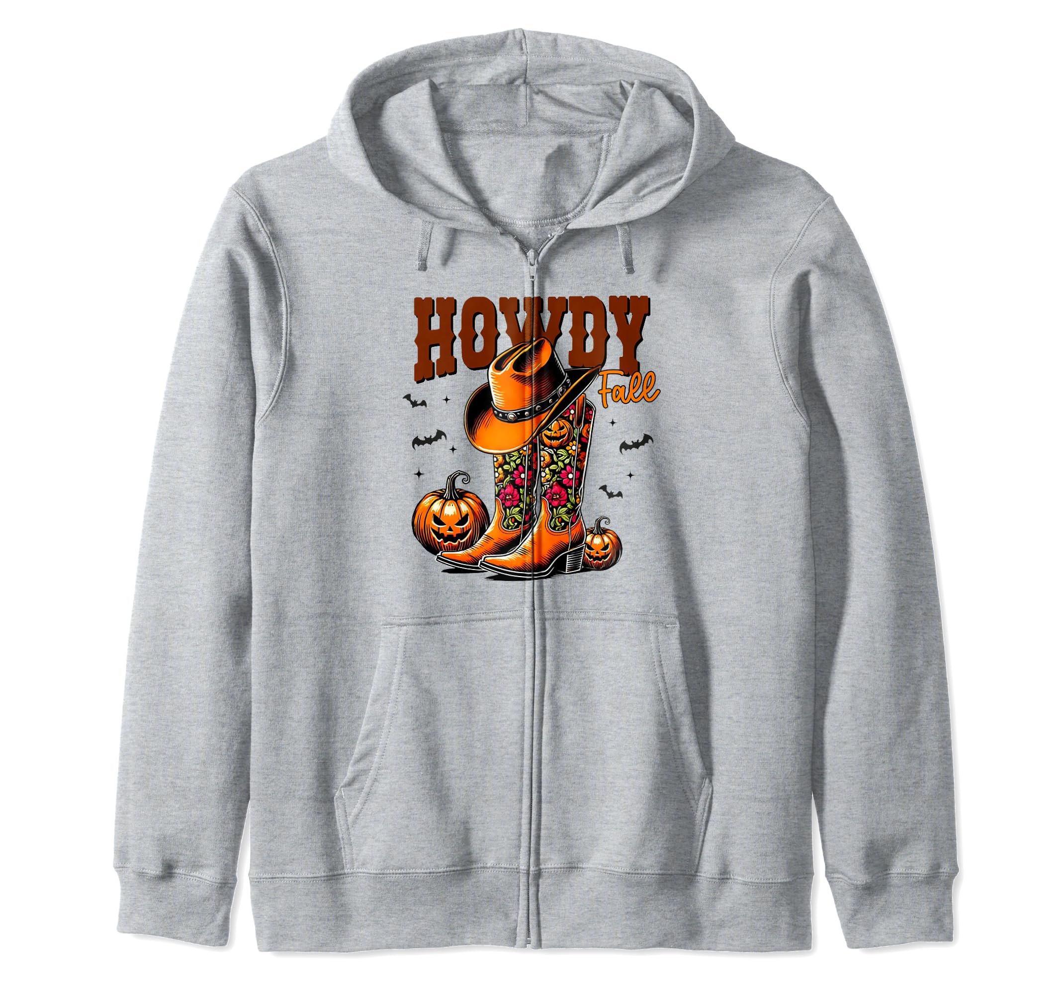 

Howdy Fall Western Halloween Cowgirl Boots Hat Autumn Women Zip Hoodie