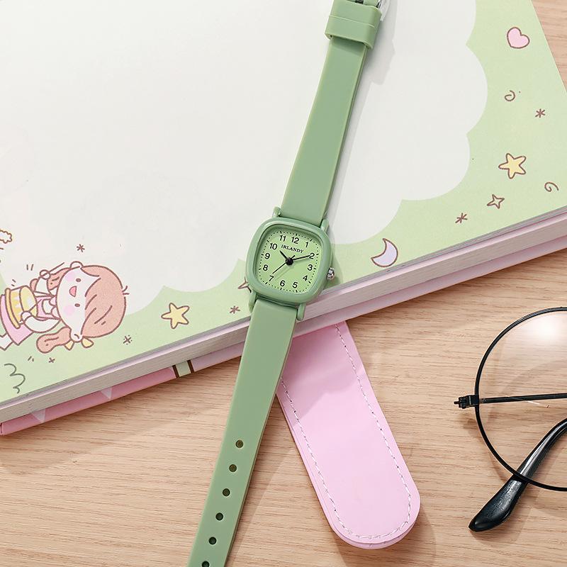 Fashion Silicone Strap Women Quartz Watch Simple Square Arabic Dial Ladies Wristwatches Girls Clock Student Daily Use