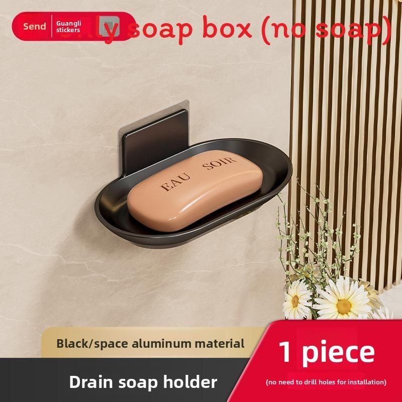 Wall Mounted Soap Dispenser Organizer With Sucker Hook For Bathroom Storage