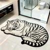 Non-slip Tiger Shape Rug Absorbent Irregular Bath Rug Tiger Floor Mat  Home Entrance Decor