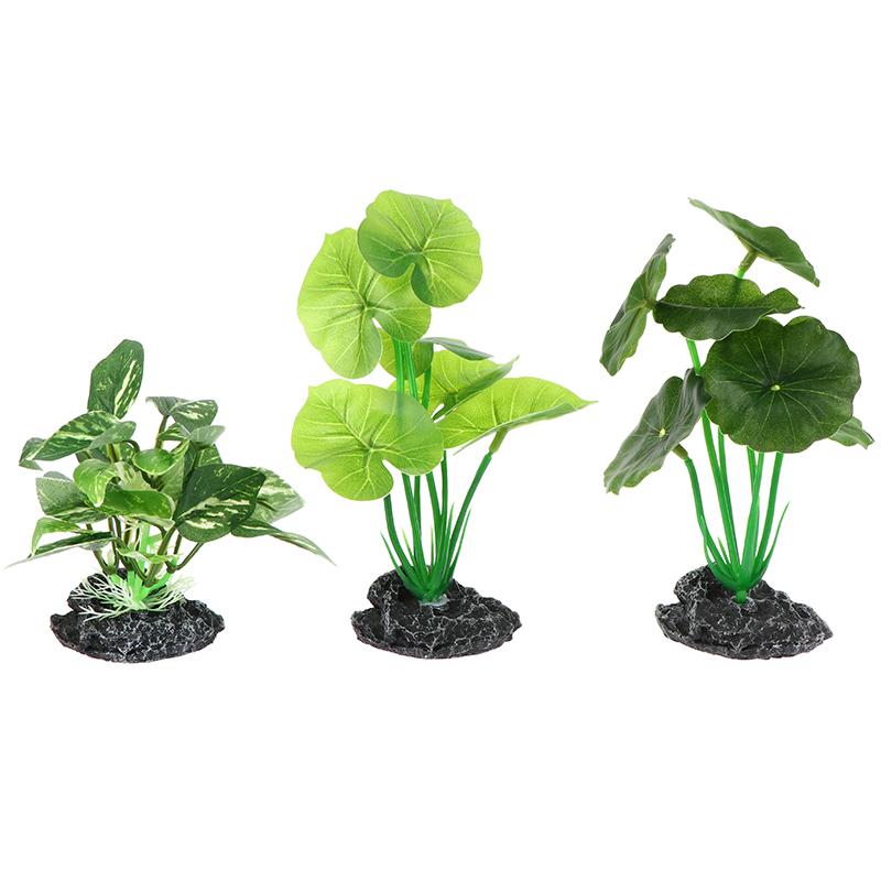 Artificial Aquarium Plants Realistic Floating Leaves Sturdy Stem, Reptile Terrariums Water Tank Decoration