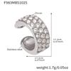 Qiong Yao Geometric Zirconia Fish Bone Earrings - 18K Gold Plated Stainless Steel, Versatile European American Fashion Ear Clips